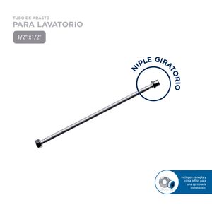 Tubo de abasto para lavatorio de acero inoxidable con niple giratorio 40cm Vainsa