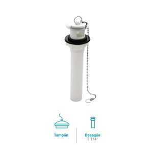 Desagüe 1 1/4" (3,18 cm) x 8" (20 cm) con tapon y cadena, Italgrif