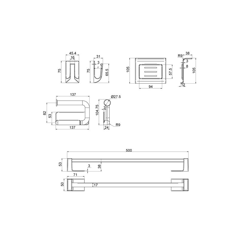 Kit-puntal-sal-4-piezas-cromado-italgrif