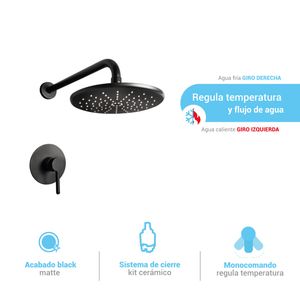 Mezcladora de ducha monocomando cartagena black Italgrif