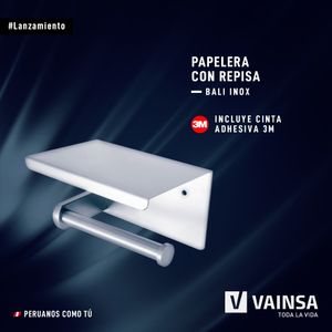 Porta papel c/rpisa inox bali c/3m Vainsa