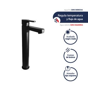 Monocomando para lavatorio alta maui black