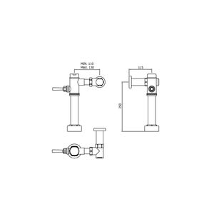 Fluxometro Mecánico Para Inodoro Palanca De 6 Lts Indirecto Hecho En Bronce Vainsa