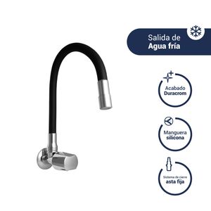 Llave de lavadero a la pared pico flex negro