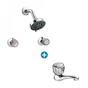 Combo Italgrif: mezcladora ducha + llave lavatorio vallarta