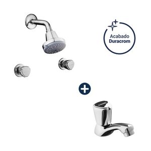 Combo aquarius mezcladora ducha con salida +llave lavatorio vainsa