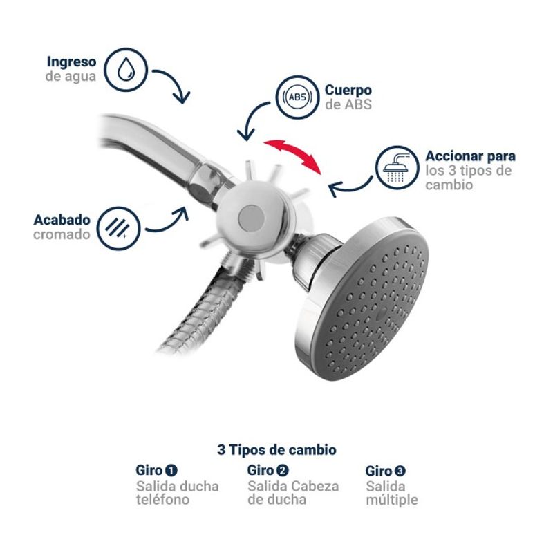Combo ducha telefono Roma con válvula desviadora cambios
