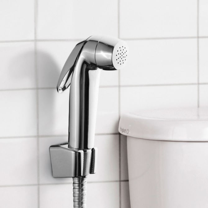 Inodoro-ducha de mano empotrada cromada con soporte, manguera de agua  caliente y fría RB169