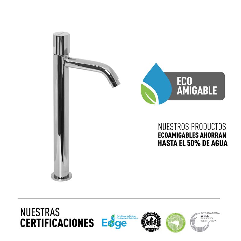 Llave lavatorio alta cromada Chaska Vainsa