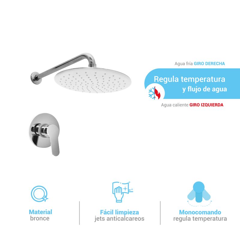 Monocomando ducha Tahiti con salida española Italgrif