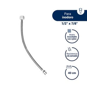 Tubo de abasto para inodoro acero inoxidable y nylon 40 cm Vainsa