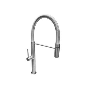 Monocomando lavadero bar linea inox con pico flexible resorte acabado cepillado