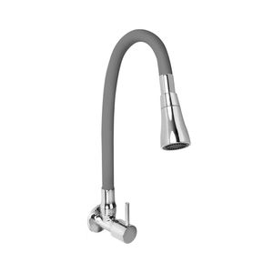 Llave de lavadero a la pared colección Bali con pico flexible manguera gris