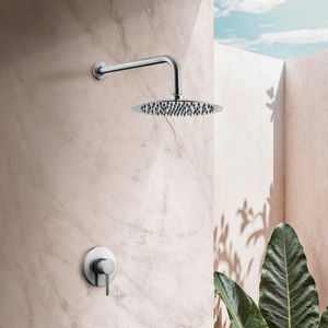 Monocomando para ducha inox con salida inox en acero Vainsa