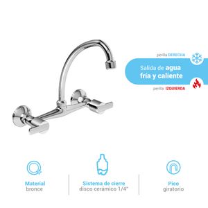 Mezcladora para lavadero a la pared buzios lever cromado Italgrif