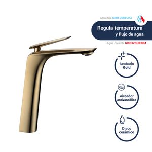 Mezcladora Monocomando Lavatorio Alta Gold Cosmopolitan Vainsa