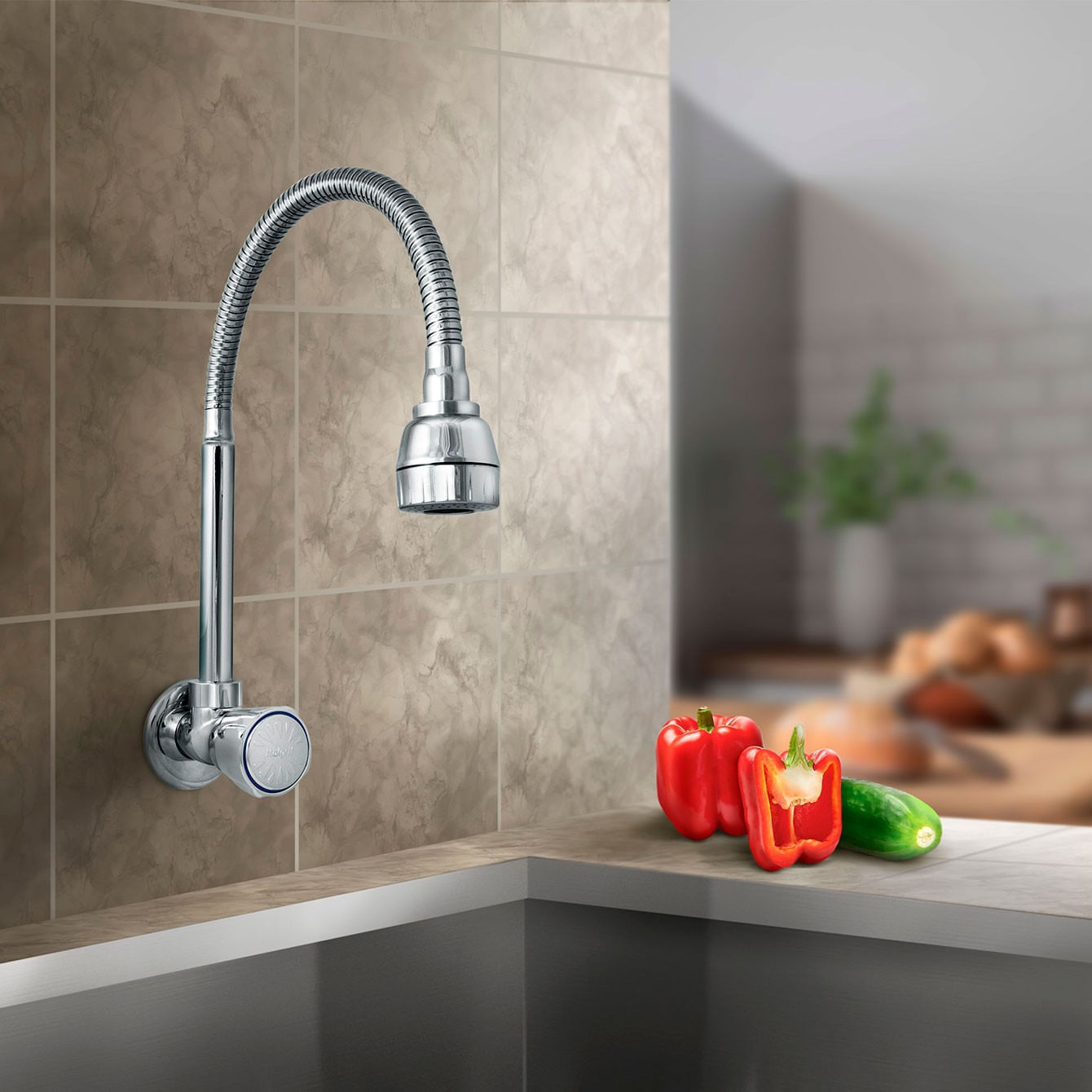 Llave Para Lavadero A La Pared Barú Cromado Italgrif