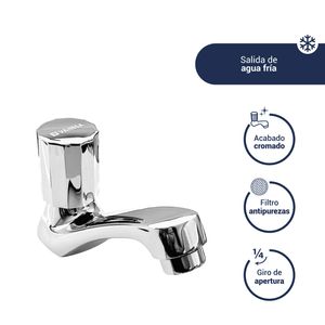 Llave de lavatorio agua fría Chaska con Perilla cromada Vainsa